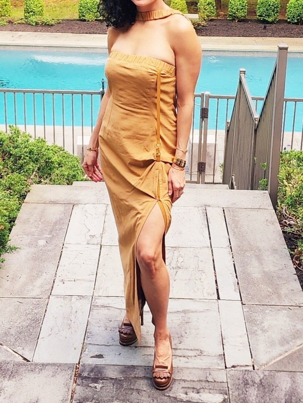 Jacquemus Tan Strapless Maxi Dress Size M - Picture 14 of 14